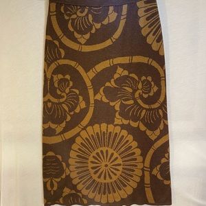 Peruvian Connection Brown/Gold Pima Cotton Column Skirt size Medium